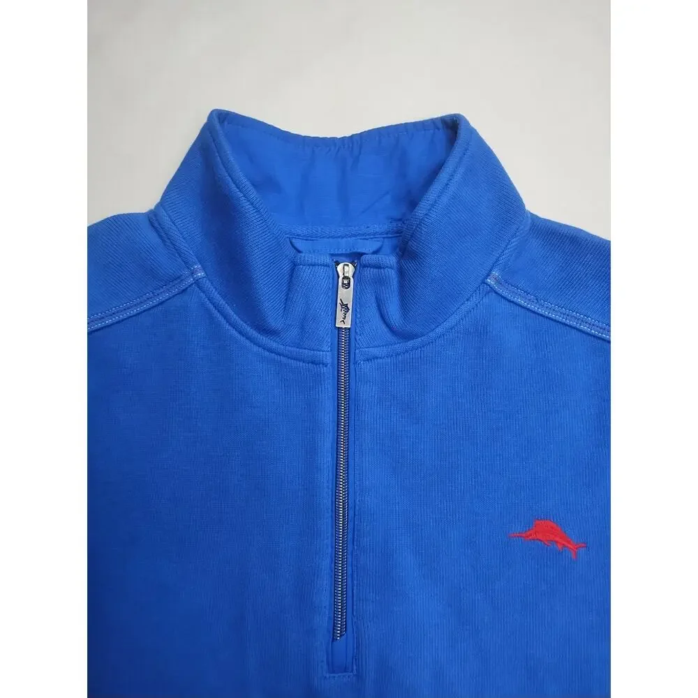 Tommy Bahama Supima 1/4 Zip Pullover Blue Islandzone Men’s Large